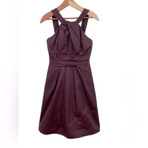 David’s Bridal Chocolate Brown y neck Bridesmaid formal Dress with pockets
